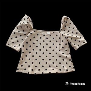 H&M Puff Sleeve Crop Top, Sz L